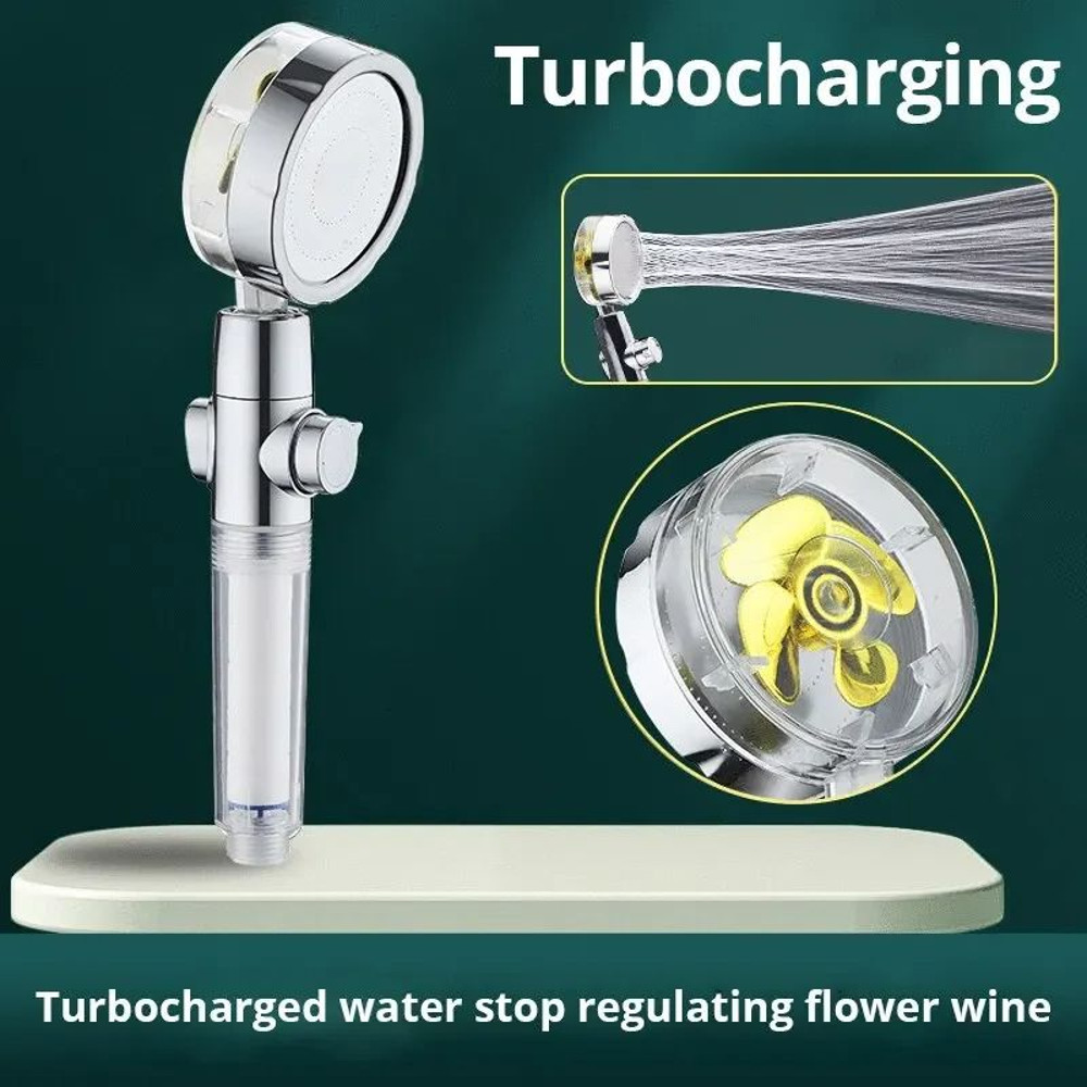 Turbocharged HighPressure Propeller Shower Head With Cotton Filter  Handheld Nozzle For Water Savin 0