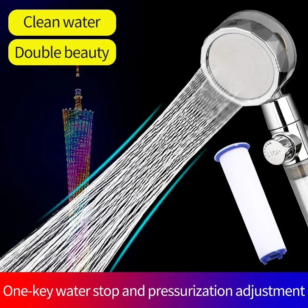 Turbocharged HighPressure Propeller Shower Head With Cotton Filter  Handheld Nozzle For Water Savin 1