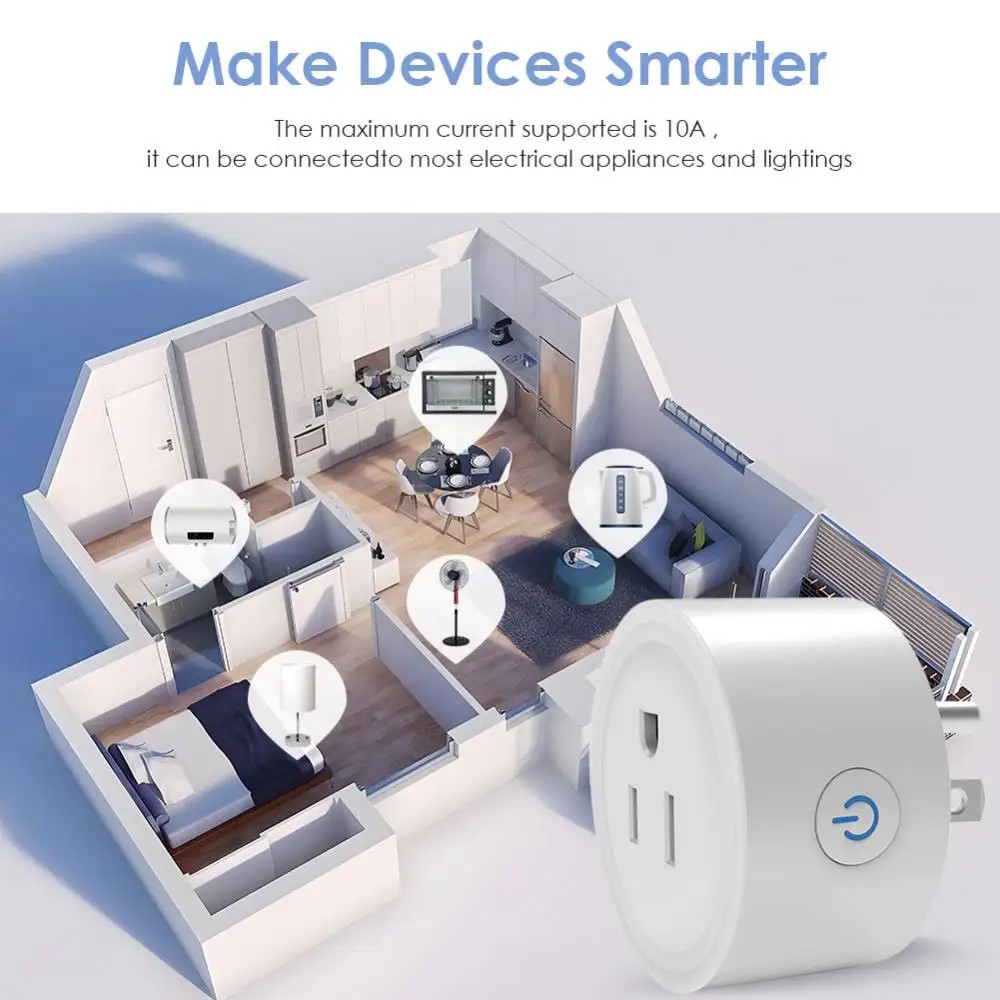 Tuya Smart WiFi Plug JPUSUK Standard Wireless Outlet Works With Alexa Google Home Remote Control 3
