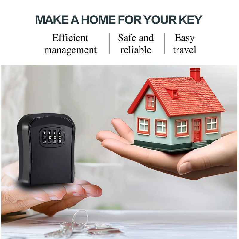 Key Keeper Combination Lock Wall Mounted Waterproof 4Digit Password Safe Box Easy Installation For 3