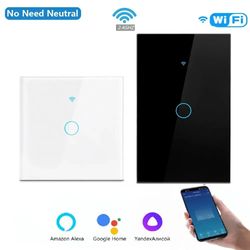 tuya wifi smart home switch, gang glass touch panel, voice & app control, works with alexa & google home