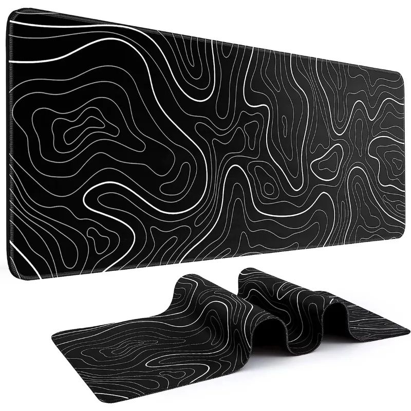 Large Extended Gaming Mouse Pad With NonSlip Rubber Base Topographic Design For Full Desk Keyboard  4