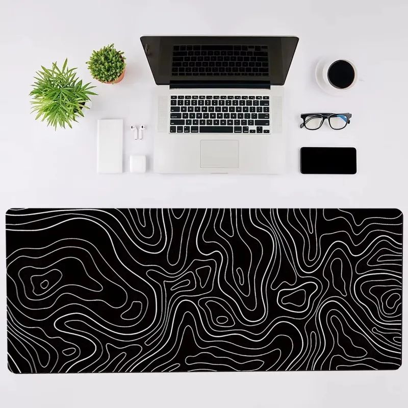 Large Extended Gaming Mouse Pad With NonSlip Rubber Base Topographic Design For Full Desk Keyboard  1