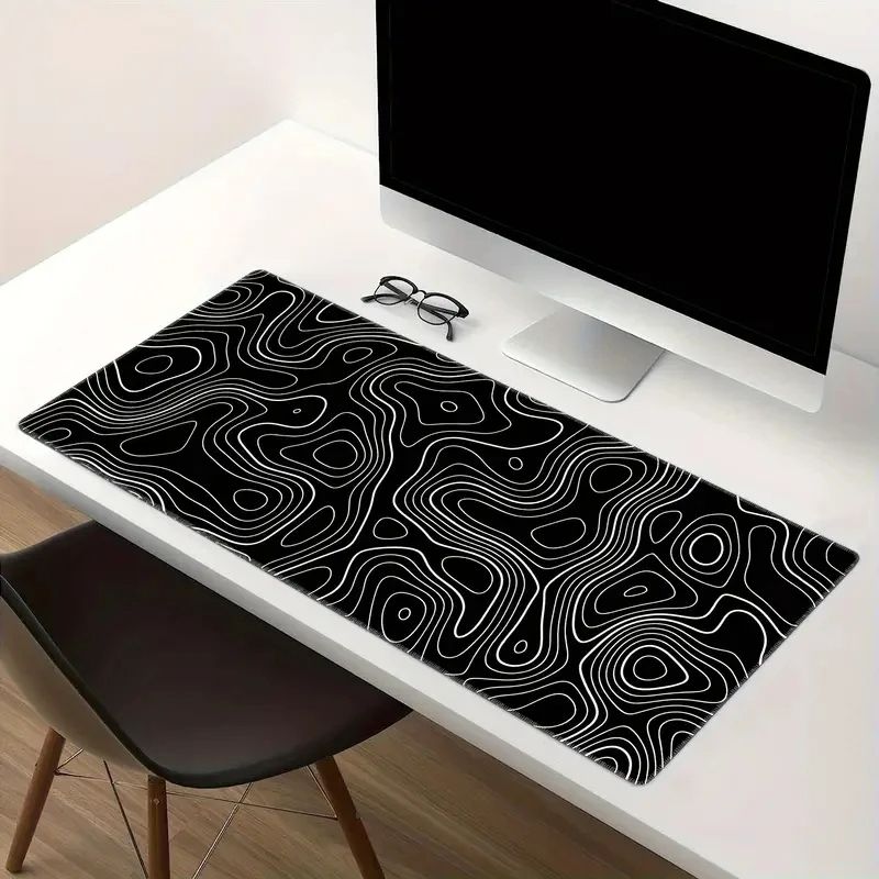 Large Extended Gaming Mouse Pad With NonSlip Rubber Base Topographic Design For Full Desk Keyboard  5