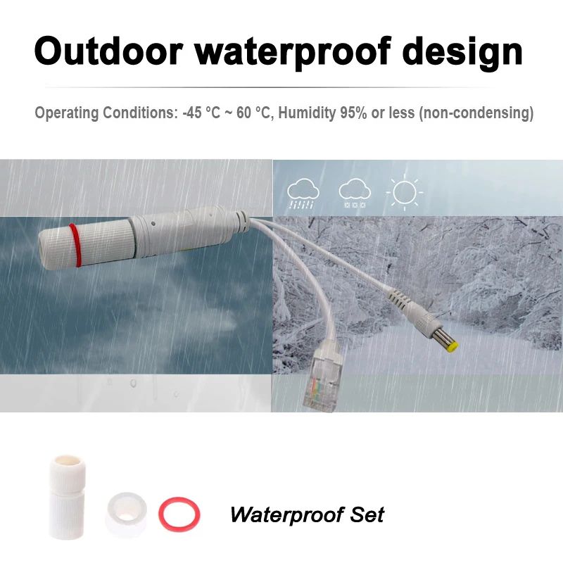 Waterproof Splitter Adapter Cable Power And Data Injector Extender For IP Cameras Wireless APs Acce 2