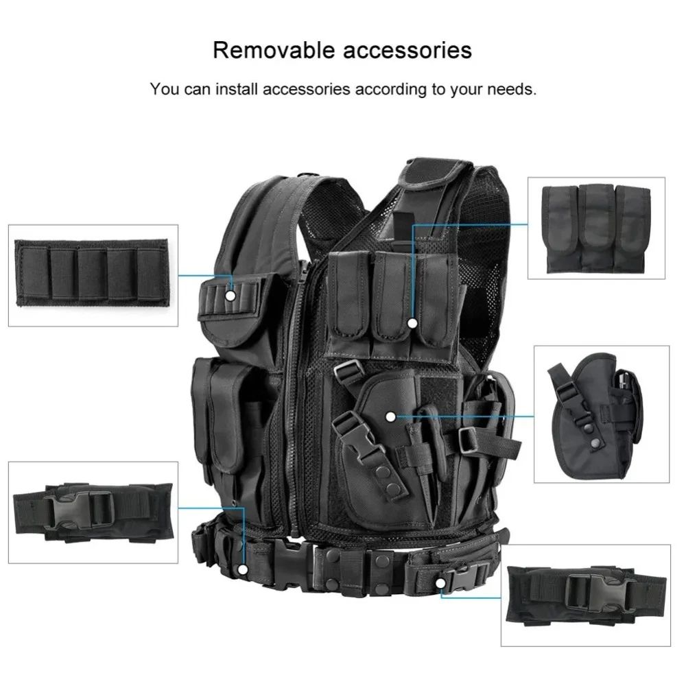 Adjustable Molle Tactical Vest Security Combat Body Armor Vests For Airsoft CS Game Hunting Army Ou 3