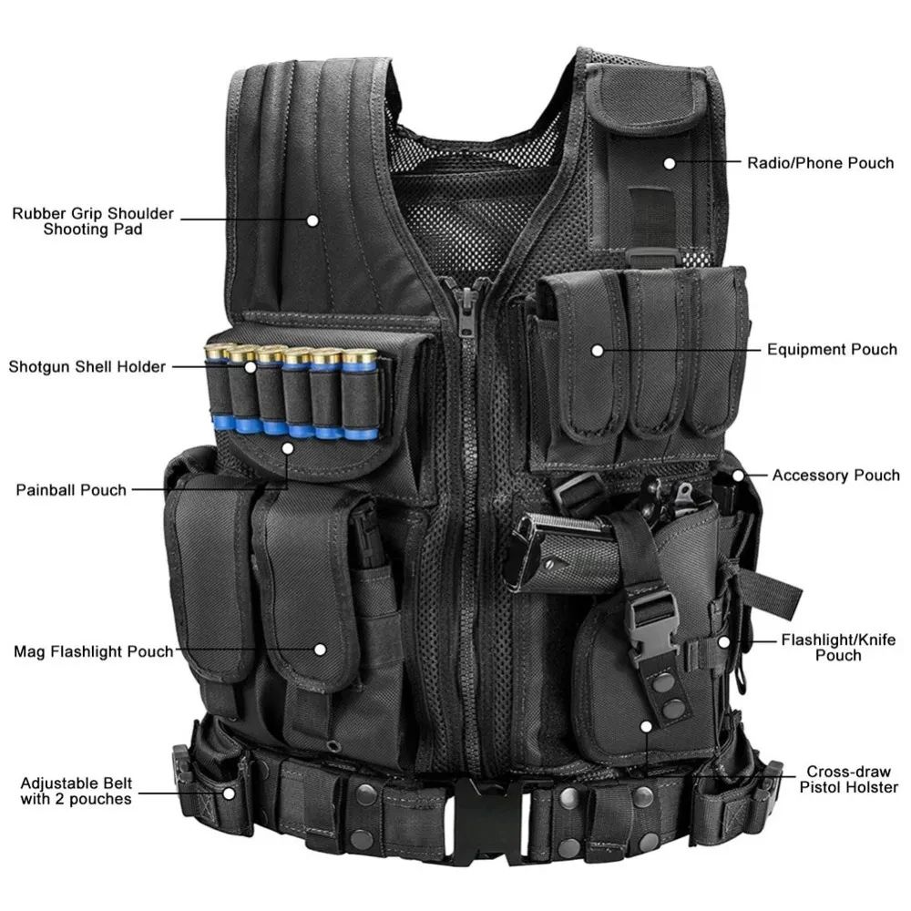 Adjustable Molle Tactical Vest Security Combat Body Armor Vests For Airsoft CS Game Hunting Army Ou 4