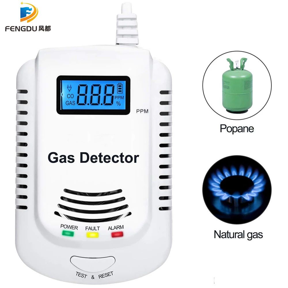 Natural Gas Leak Detector With Voice Warning Independent Kitchen Alarm Kit Featuring LCD Display 0