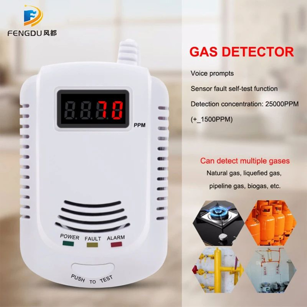 Natural Gas Leak Detector With Voice Warning Independent Kitchen Alarm Kit Featuring LCD Display 2