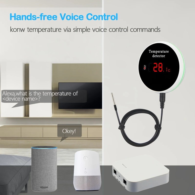 Smart WiFi Thermometer TuyaCompatible With External Probe USB Charging App Notifications And AlexaG 3