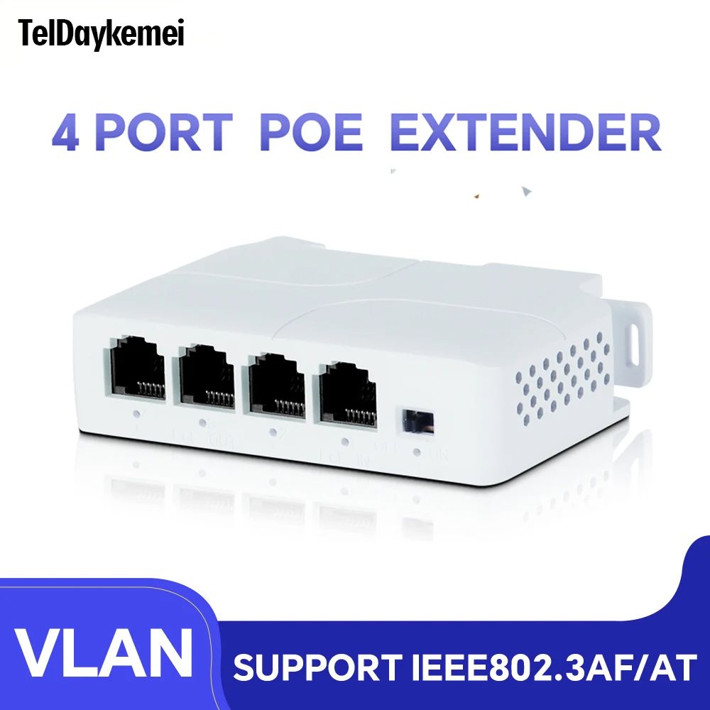 PoE Repeater 4 Port Extender For IP Camera NVR Fast Ethernet PoE Switch Transmission Booster 0