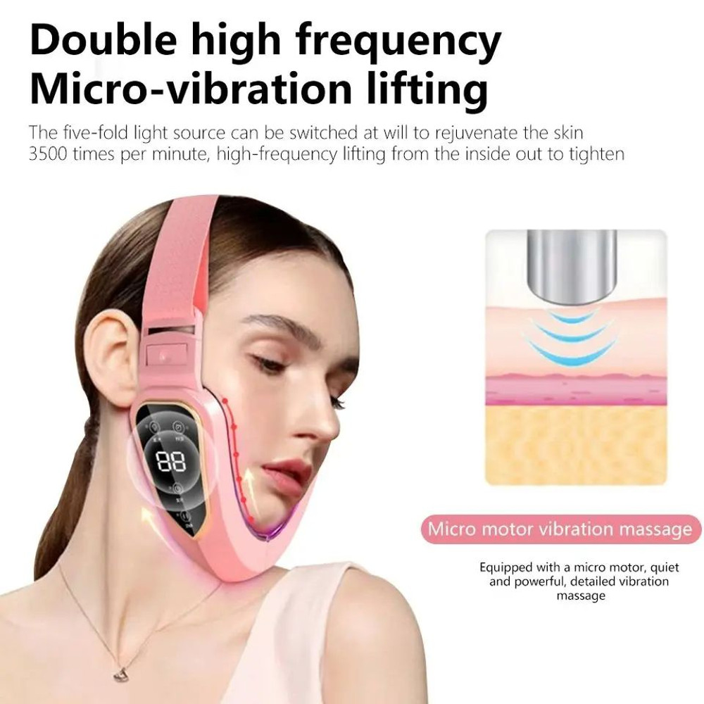 Facial Lifting Device LED Photon Therapy V Face Slimming Vibration Massager For Double Chin Reducti 2