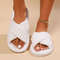 Fashion Corduroy Cross Band Home Slippers For Women  Autumn Winter Warm Plush Indoor Slides With So 2