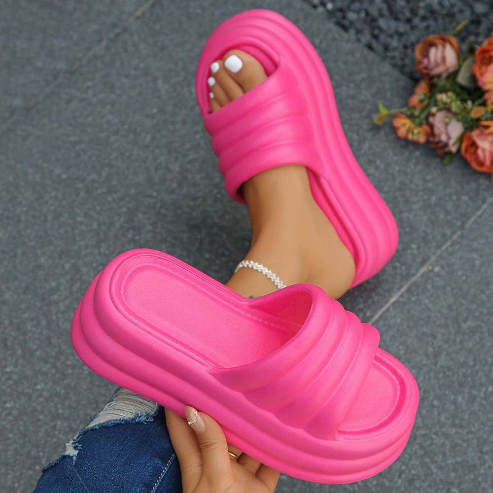 Chunky Platform Slippers For Women Summer 2024 Thick Bottom Wedge Heels NonSlip Outdoor Flip Flops 3