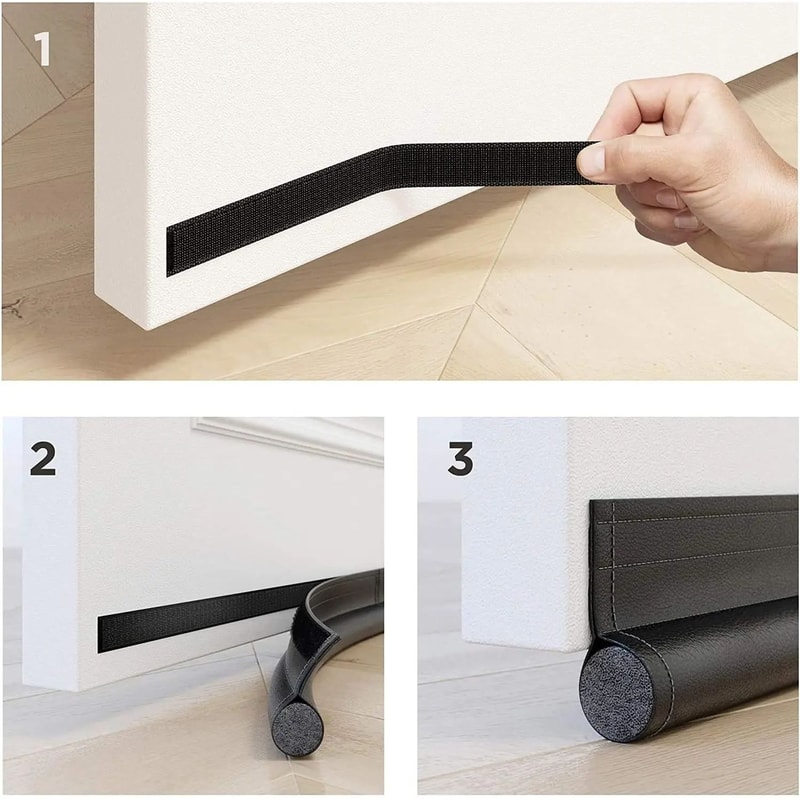 1PC Black Door Bottom Seal Strip Soundproof Insulation Wind Under Door Draft Stopper Blocker Weathe 2