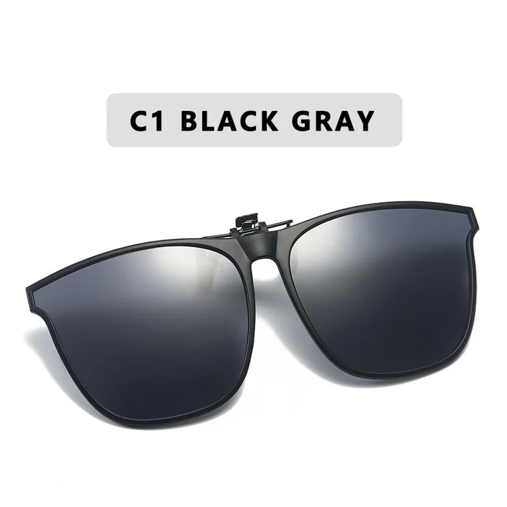 Mens Polarized ClipOn Driving Glasses Night Vision AntiGlare Vintage Square Sunglasses 2