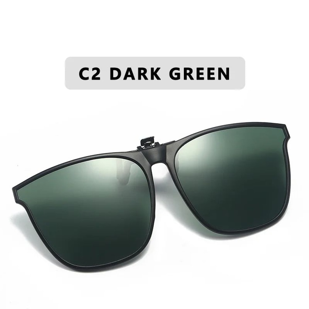 Mens Polarized ClipOn Driving Glasses Night Vision AntiGlare Vintage Square Sunglasses 4