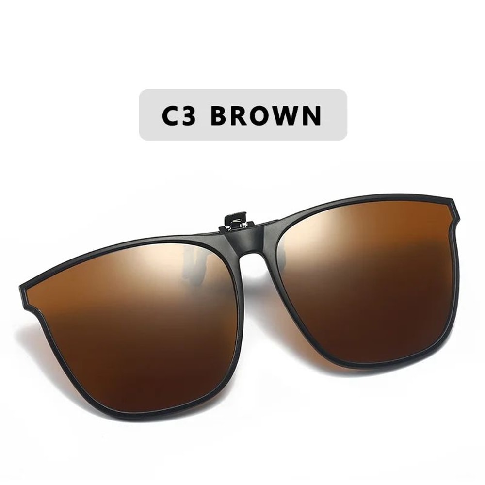 Mens Polarized ClipOn Driving Glasses Night Vision AntiGlare Vintage Square Sunglasses 5