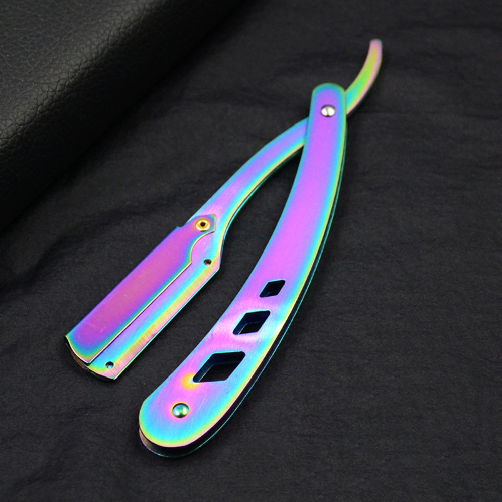 Vintage Brass Straight Edge Razor, Men Shaving Barber Tool with Antique Blades & Unisex Design