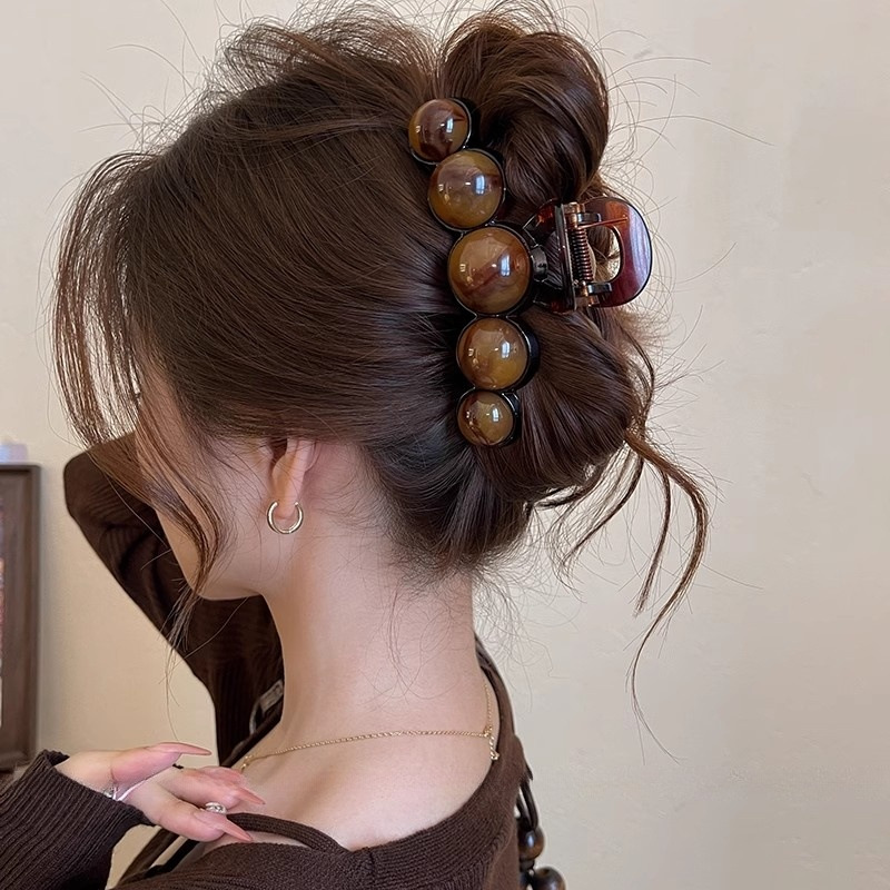 Retro Gradient Beaded Hair Claw Clip 11cm Geometric Hair Clip For Women 90s Y2K Fashion Hair Access 6