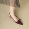Women French Style Wine Red Patent Leather Pointed MidHeel Sandals Retro Backless Skinny Heel 5