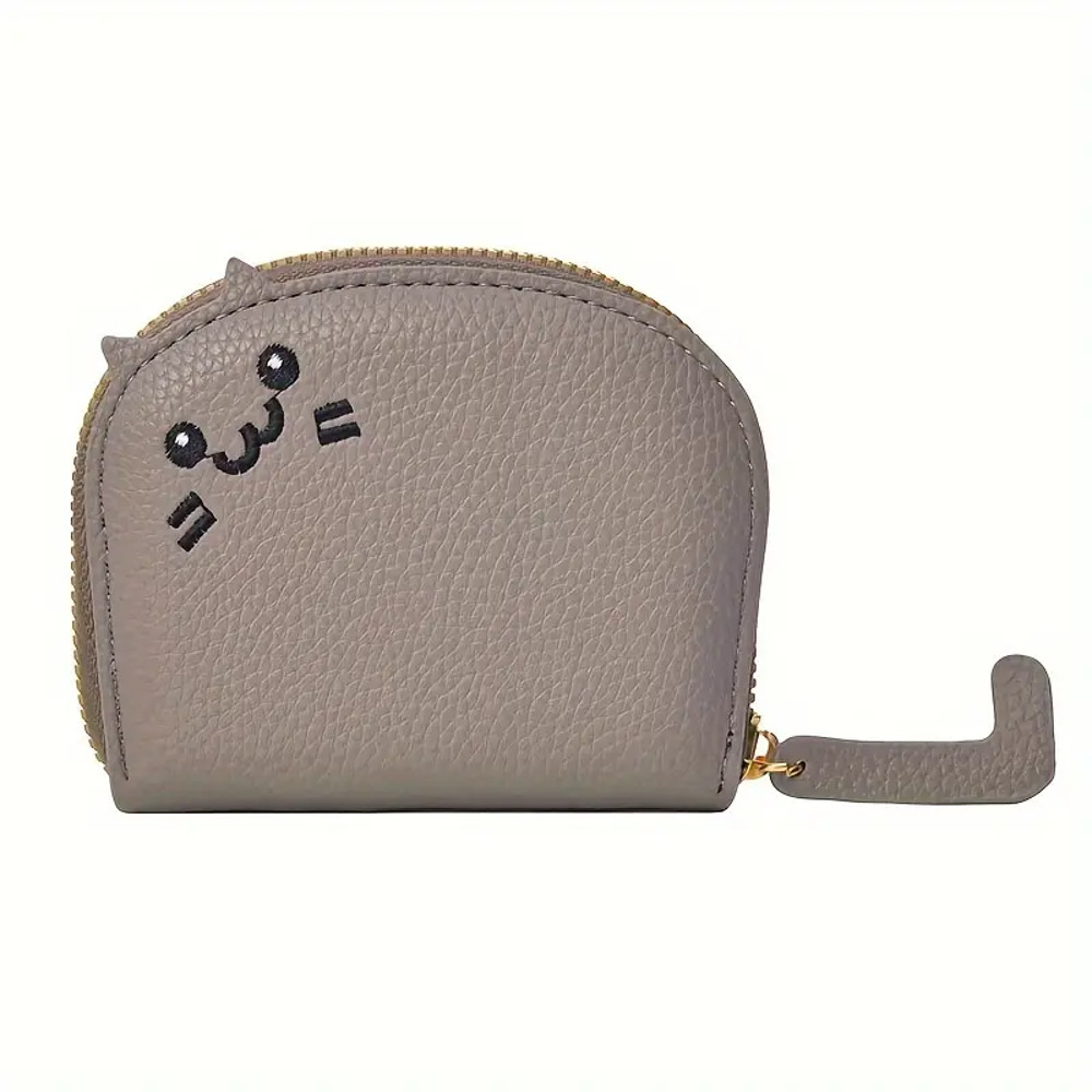 Fashion Cat Shaped Card Holder, Cute Faux Leather Wallet for Women with Coin Pocket & Credit Card Slots