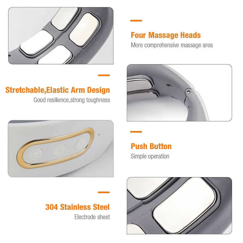 Electric Neck  Shoulder Massager 4Head Kneading With TENS Magnetic Pulse Heating For Cervical Pain  4