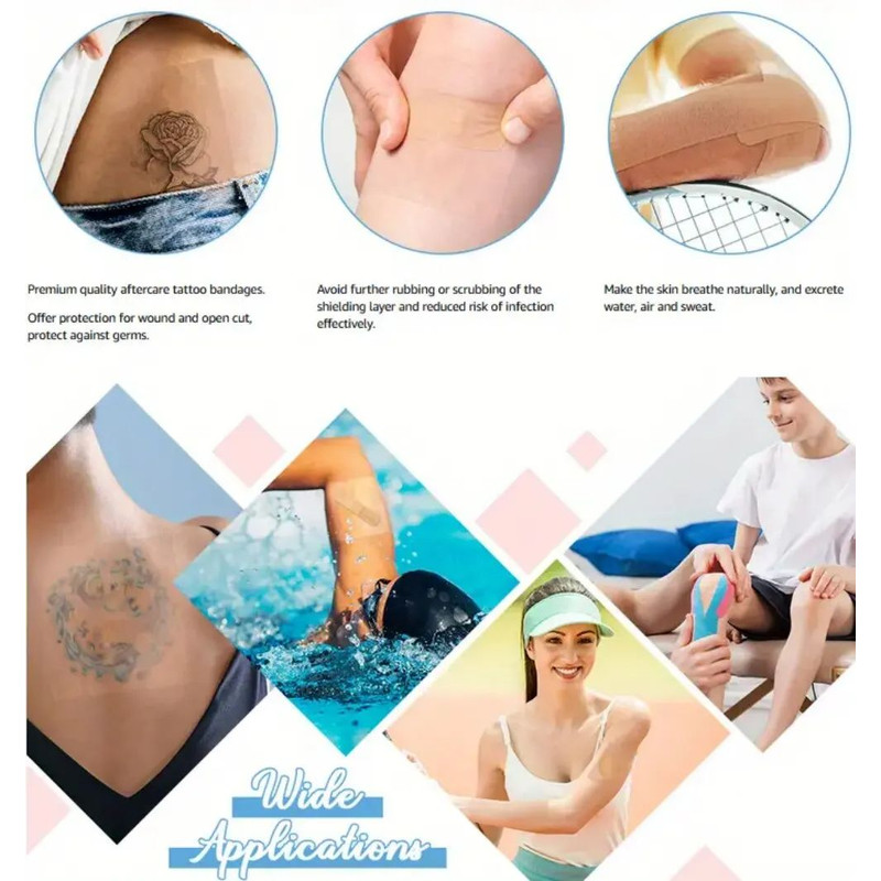 PU Waterproof Bandages Disposable Transparent Stretchable Adhesive Bandages Protect Tattoos Show 5