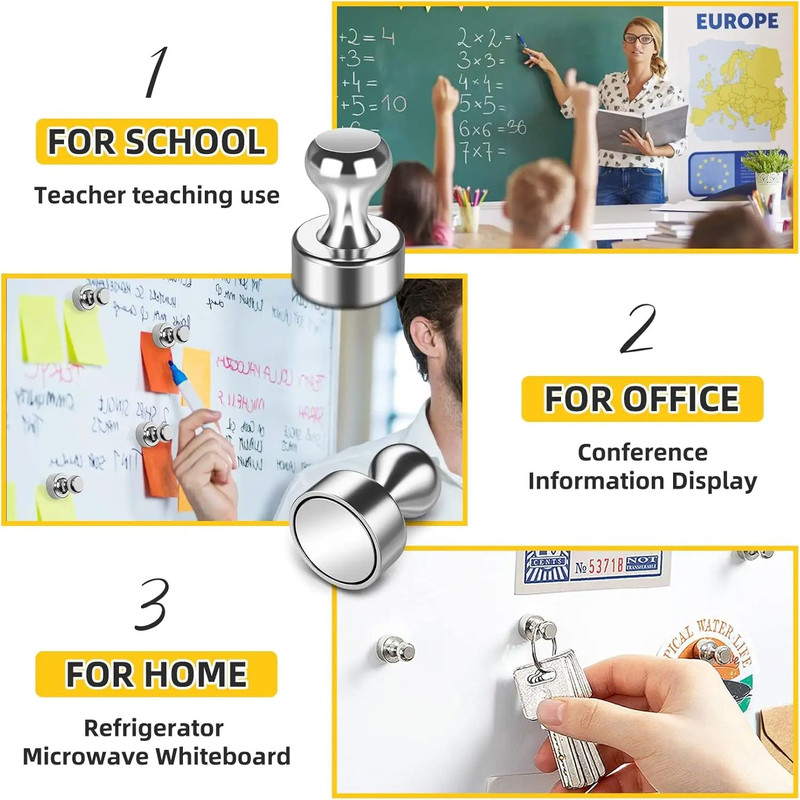 Metal Magnetic Pins Strong Portable Magnetic Thumbtacks For Whiteboard Fridge Notes Office Use 4