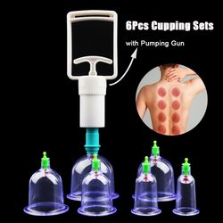 vacuum cupping sets with pumping gun back massage body cup for detox, anti-cellulite & healthy care