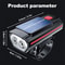 Solar Bicycle Light With Horn TYPEC Rechargeable MTB Road Bike Front Lamp Flashlight With Battery 5