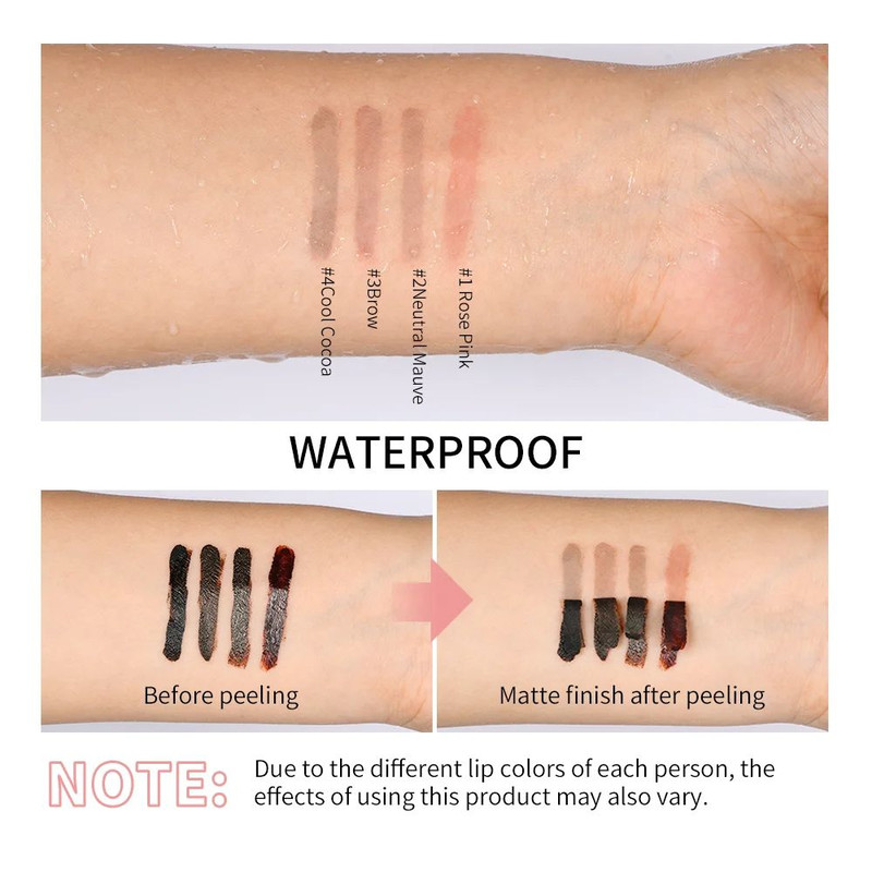 Peel Off Lip Liner Waterproof TransferProof Lipstick Tattoo Long Lasting Matte Velvet Lip Tint Set 4