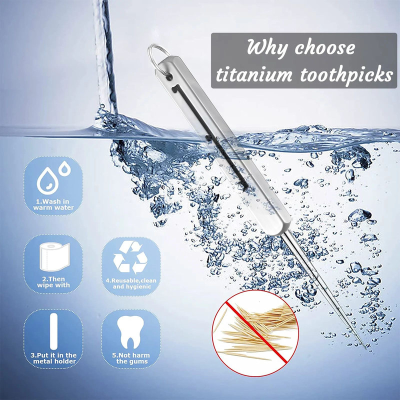 HighQuality Portable Titanium Toothpicks With Case Pocket Toothpick Holder For Camping Picnic And O 2