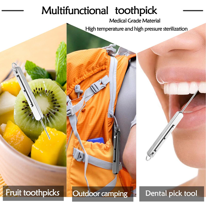 HighQuality Portable Titanium Toothpicks With Case Pocket Toothpick Holder For Camping Picnic And O 5