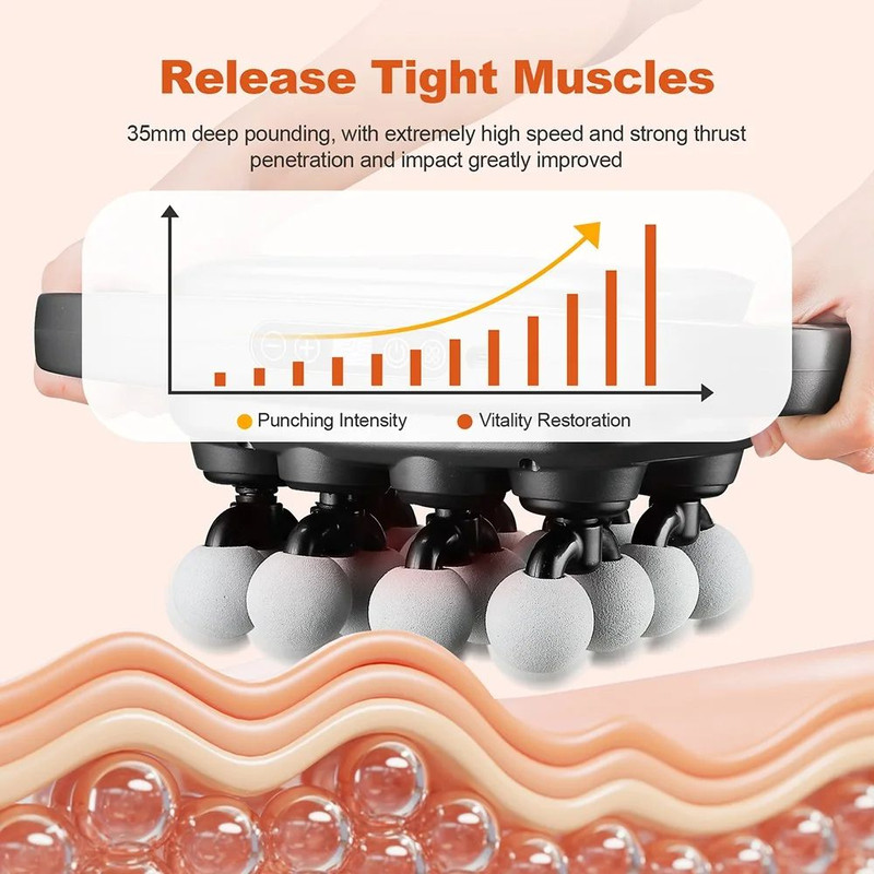 HighFrequency Vibration Fascia Gun Muscle Massage Gun 8 Heads Deep Tissue Neck Shoulder Back Waist