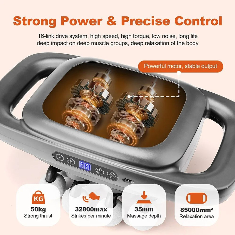 HighFrequency Vibration Fascia Gun Muscle Massage Gun 8 Heads Deep Tissue Neck Shoulder Back Waist