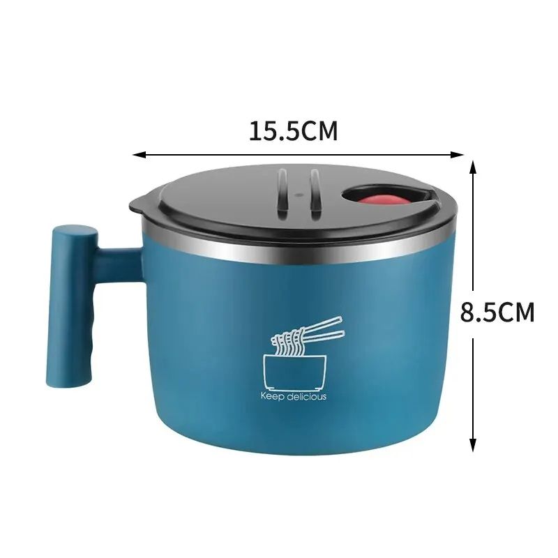 Stainless Steel Bowl With Lid For Instant Noodles Sealed And Portable Drain Bowl For Kitchen Utensi 4