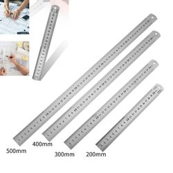 stainless steel metal straight ruler, double sided precision measuring tool for professional drafting, woodworking