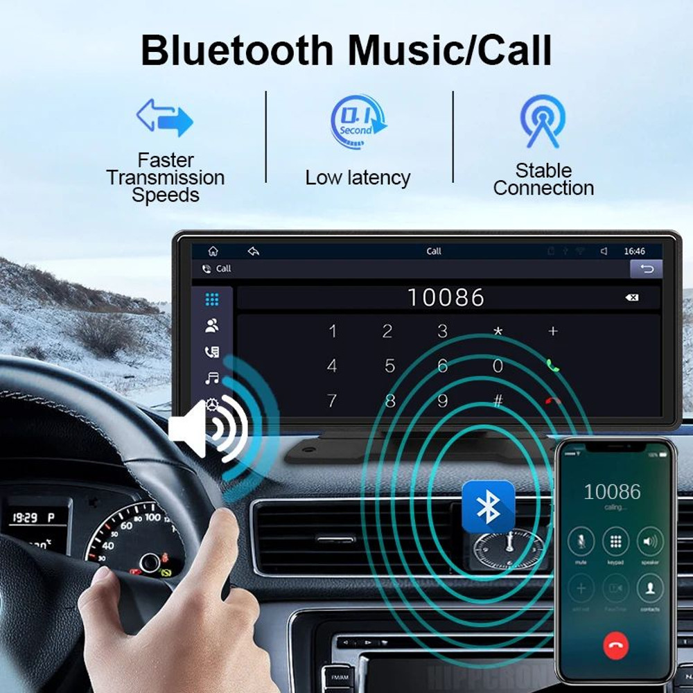 Car Mirror Radio Multimedia Video Player Universal Wireless CarPlay Android Auto With Bluetooth AU 3