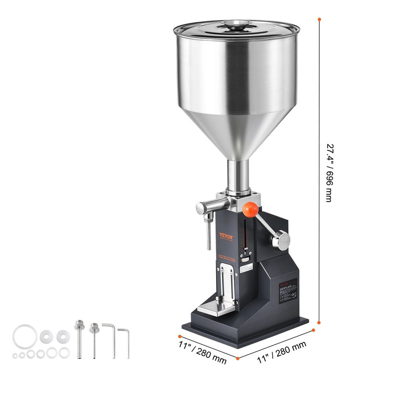 VEVOR Manual Liquid Filling Machine Adjustable Paste Bottle Filler With Hopper For Water Juice Sham