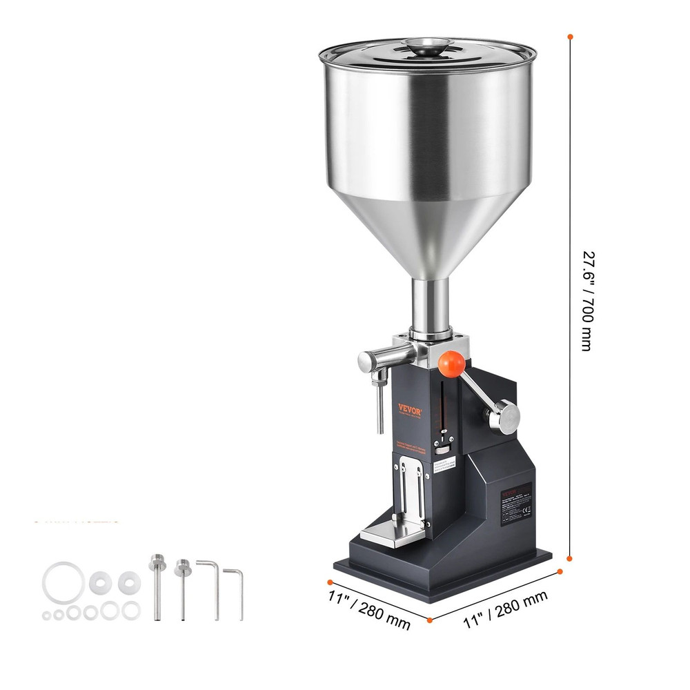 VEVOR Manual Liquid Filling Machine Adjustable Paste Bottle Filler With Hopper For Water Juice Sham