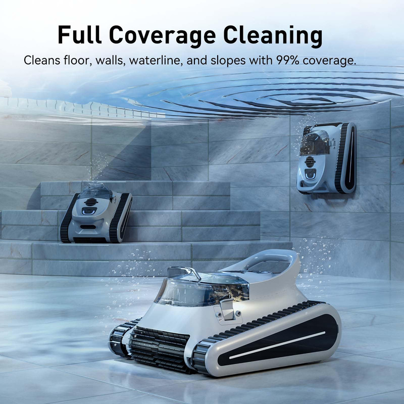 Cordless Robotic Pool Vacuum with Waterline Cleaning for Inground Pools