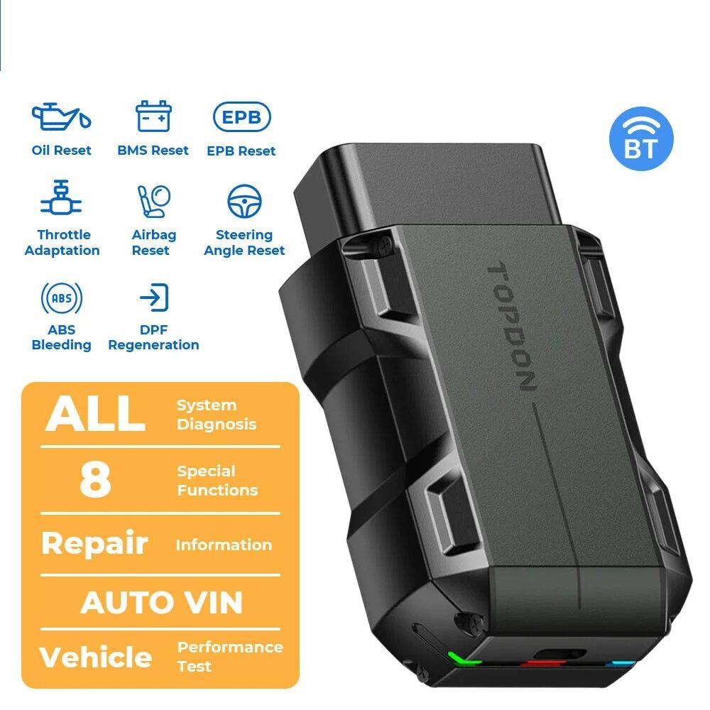 TOPDON TopScan Lite Smart Diagnostic Tool Bluetooth Scanner With DTC Repair Guide Engine Fault Cod 0