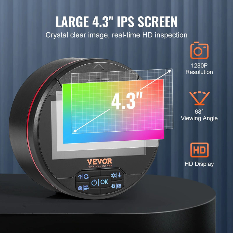 VEVOR Triple Lens Endoscope Camera With IPS Screen Waterproof Inspection Borescope For Automotive P 2