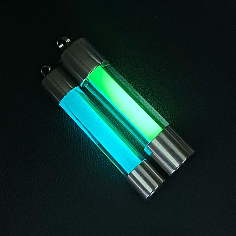 Outdoor Signal Light Luminous Tube Pendant EDC Keychain Durable Stainless Steel Glass Material Lum 1