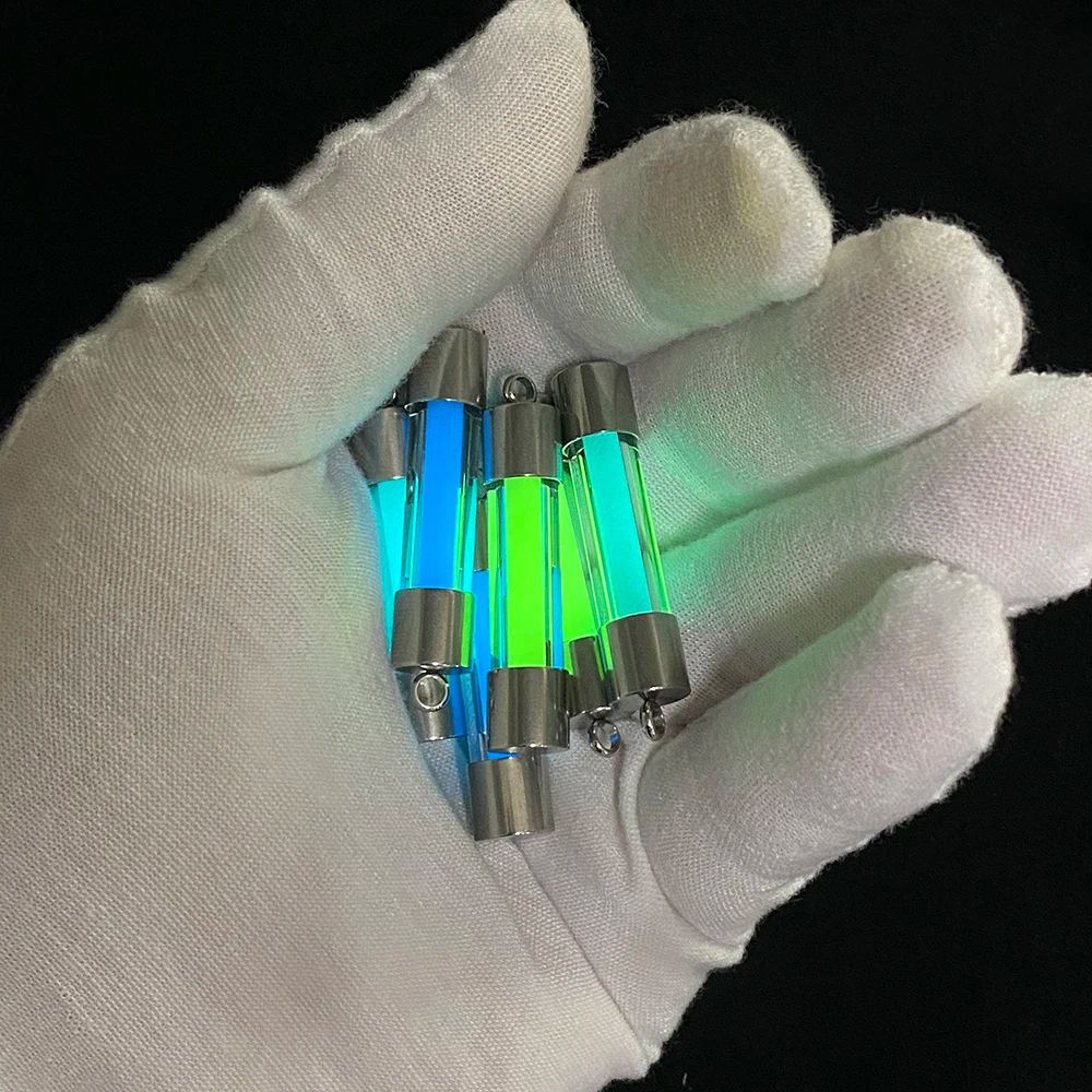 Outdoor Signal Light Luminous Tube Pendant EDC Keychain Durable Stainless Steel Glass Material Lum 2