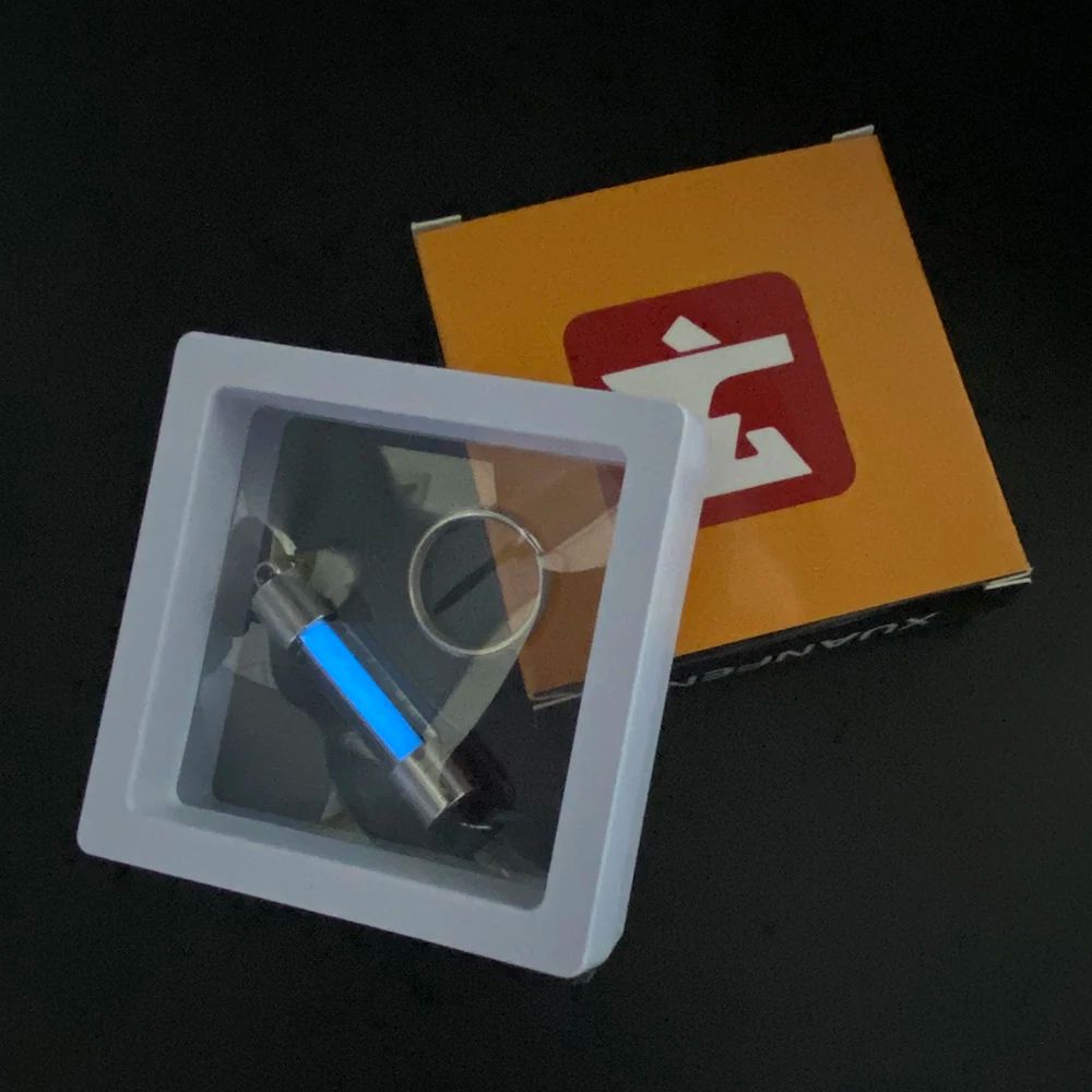 Outdoor Signal Light Luminous Tube Pendant EDC Keychain Durable Stainless Steel Glass Material Lum 3