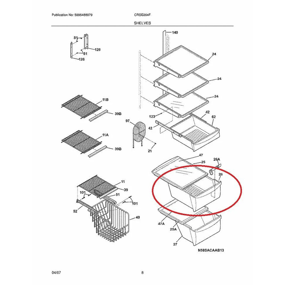 Upper Crisper Pan Compatible With Frigidaire Refrigerator Clear Replacement Drawer 3