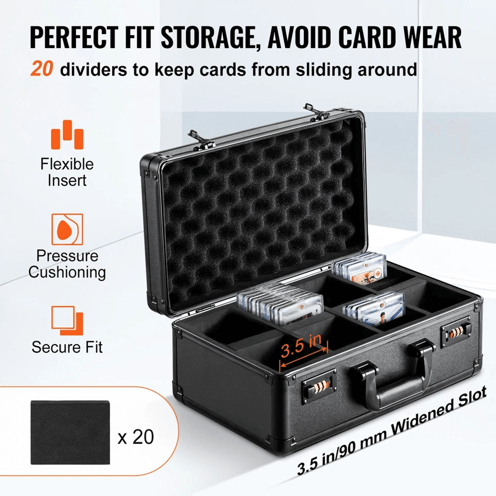 Graded Card Box High Capacity Sports Card Holder With Coded Lock Foam Dividers Protective Aluminum 2