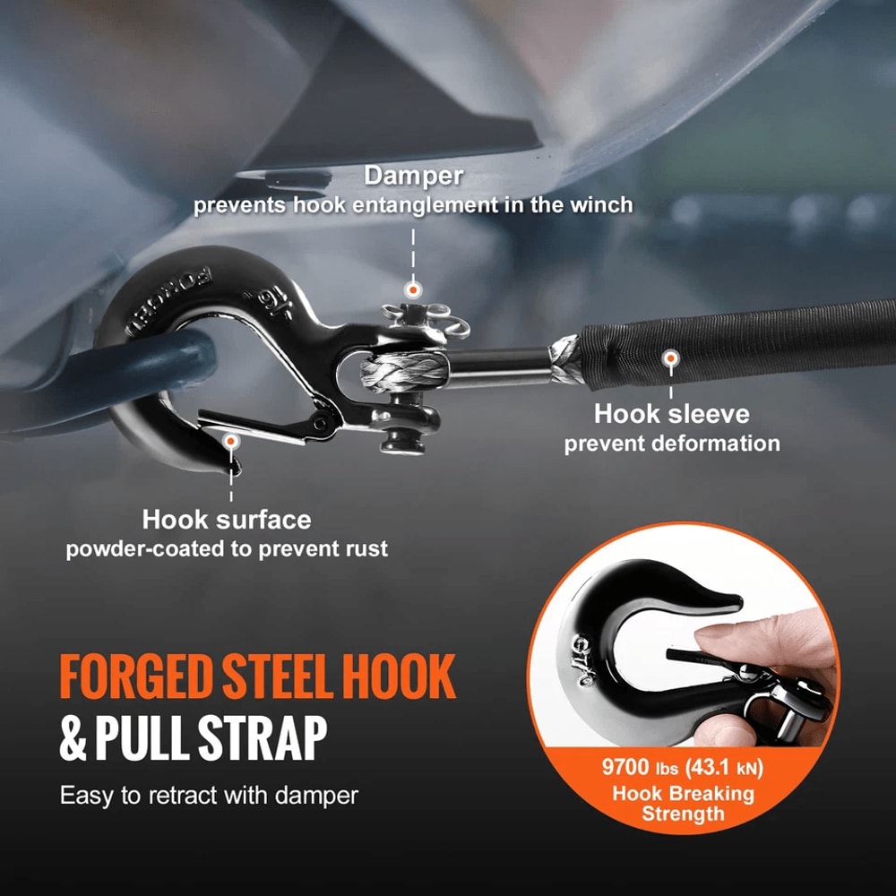 High Strength Synthetic Winch Rope ATVUTV Winch Line Cable With Ram Horn Hook Sleeves 2